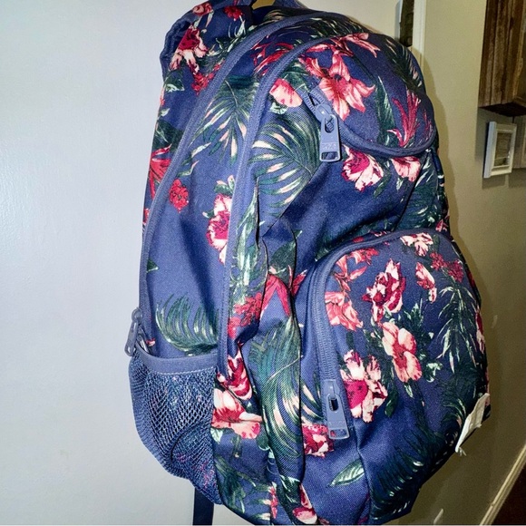 Roxy Shadow Swell Navy and Pink Floral Backpack - Picture 3 of 10